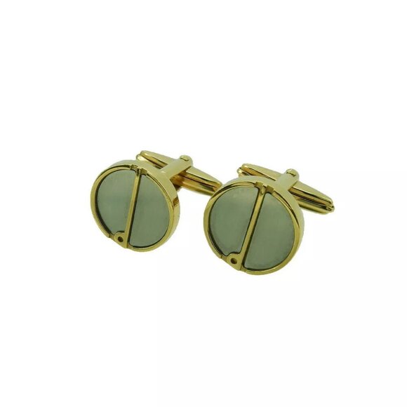 DUNHILL Cuffs D Mark Gold & Silver Bracket Authentic USED